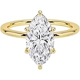 SHAMA JEWELS HUB 4CT Marquise Cut Moissanite Engagement Ring | 6 Prong Hidden Halo Solitaire Ring | 4CT Marquise Solitaire Engagement wedding Ring For Women.