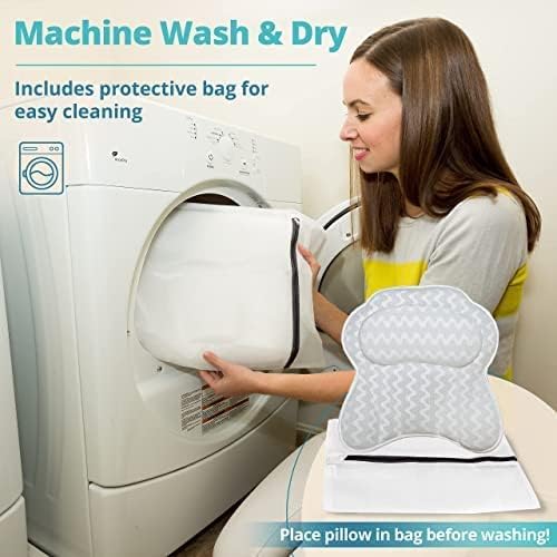 Bath Pillow Bathtub Pillow Back Neck Support Pillow, Spa Cushion for Tub, Relaxing Headrest Bath Pillow, Portable Washable Bathtub Accessories with 3D Air Mesh Thick Soft Bath Pillow (Deluxe): Pillow - Deluxe