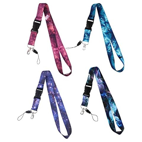 Selatamy Lanyard 4 Pack Lanyard Neck Strap Premium Lanyards Office Lanyard with Keychain, Badge Holders for Card Holders Children Parents ID Mobile Phone Key Cover