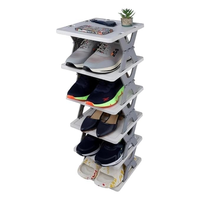 Image of STELITE Premium Shoe Rack, Stackable Storage Organizer for Bedroom entryway, Adjustable Rack, Slots Shelf,Tower Rack Shoes Home Portable Slippers Shelf Organiser (6 Layer)