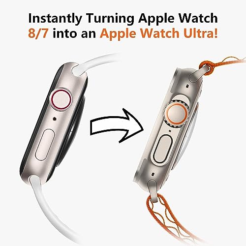 Image of Meyaar Hard PC Case for Apple Watch Series 9 /8 /7 41mm Change to Ultra Look Cover, Apple Watch Ultra Converter case with Screen Protector for iWatch Series 9 /8 /7 (41mm)