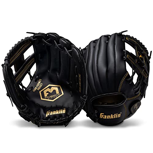 Image of Franklin Sports Baseball and Softball Glove - Field Master - Baseball and Softball Mitt - Adult and Youth Glove - Right Hand Throw - 11 inch - Black /Gold