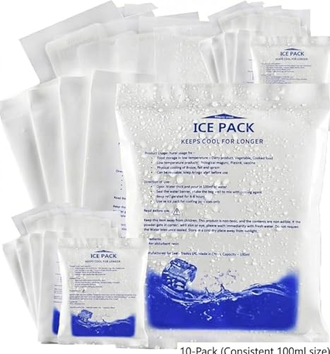 50 Pack Reusable Ice Packs for Cooler Bags Freezer Gel Packs for Lunch Boxes Bottles Cans Camping Travel & Picnic