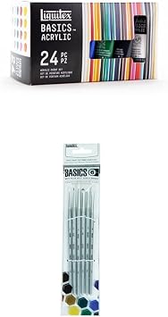 Liquitex BASICS Acrylic Paint Set 24 x 22ml Tube Set + 6 Short Handle Brushes