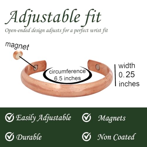 Image of Touchstone Copper bracelet Tibetan style. Hand forged with solid and high gauge pure copper. Elegant minimalistic design.