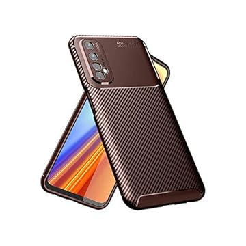 Capa Capinha Anti Impacto Para Realme 7 com Tela de 6.5" polegadas - Case Com Desenho Fibra De Carbono Shock Queda - Danet (Marrom)