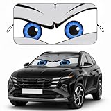 Car Windshield Sun Shade, Funny Eyes Car Sun Shade, Windshield Cover Universal Fits Crossover Mid-Large Sedan SUV Family Vehicle,UV Heat Protection - 63 x 31.5