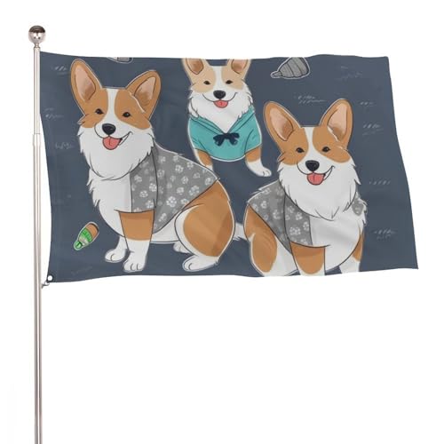 Drapeau de jardin d'extérieur Corgi de qualité supérieure avec œillets métalliques