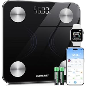 INSMART Bathroom Weighing Scales For Body Weight, Smart Digital Bluetooth Body Fat Scale Machine for Body Composition Analyzer with APP for Fitness Accurate Bmi Health Electronic (ST:LB/LB/KG)