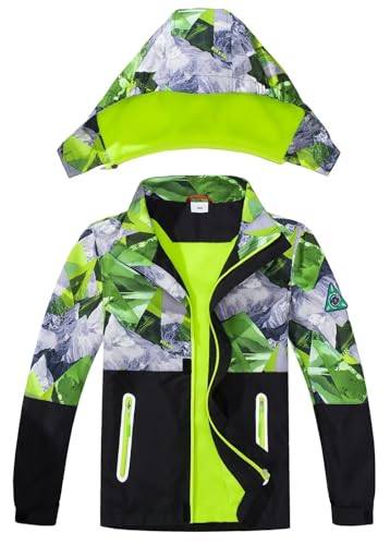 Image of Kids Rain Jacket Boys Girls Fleece Lined Rain Coat Windbreaker