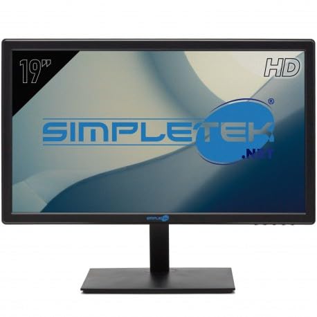 SIMPLETEK - Monitor 19" HD Pannello TN WLED 16:9 VESA 75x75mm Speaker integrati HDMI VGA Audio-in 3,5mm | Schermo PC Computer Console Ufficio Casa Scuola