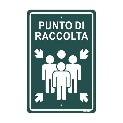Acuxiaza Cartello Punto di Raccolta : 30x20cm Cartello di emergenza e sicurezza in Alluminio Metallo Protezione UV Superficie Riflettente Impermeabile e Anti-fouling