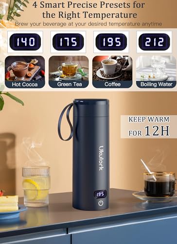 Travel Electric Kettle Portable, Small Tea Coffee Kettle Hot Water Boiler,4 Warmable Temperature Presets, 304 Stainless Steel with Auto Shut-Off& Boil Dry Protection 380ml/12.85Oz (Navy Blue) - Image 3