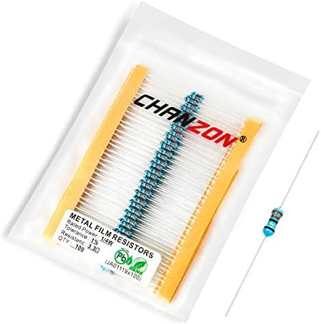 Chanzon 100pcs 1/4W (0.25W) 1 Ω ohm Metal Film Fixed Resistor 0.01 ±1% Tolerance 1R MF Through Hole Resistors Current Limiting Rohs Certificated