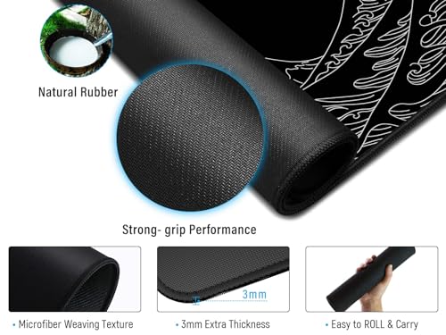 Image of JIALONG Gaming Mouse Pad, Large Mousepad with Non-Slip Rubber Base, Smooth Cloth Surface Desk Keyboard Mat for Computer, PC, Laptop, Desktop 35.4 x 15.7 Inches, Black