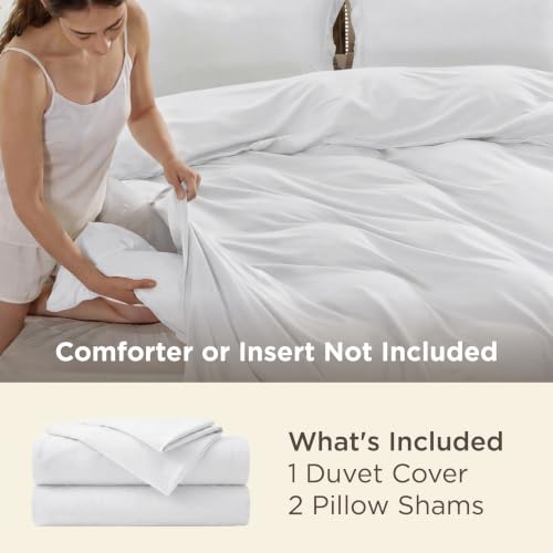 Image of Bedsure Duvet Cover Super King Size - Soft Double Brushed Bedding Set for Kids & Adults, Zipper Closure, 3 Pieces, Includes 1 Duvet Cover (108 inchx98 inch) & 2 Pillow Shams, NO Comforter, White
