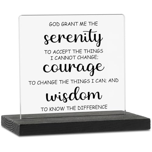 Serenity Prayer Office Decor Sign God Grant Me The Serenity Inspirational Gifts Positive Saying Quotes Signs Sobriety Recovery Plaque Mental Health Gift for Mom Women Friends Colleague TZJ51