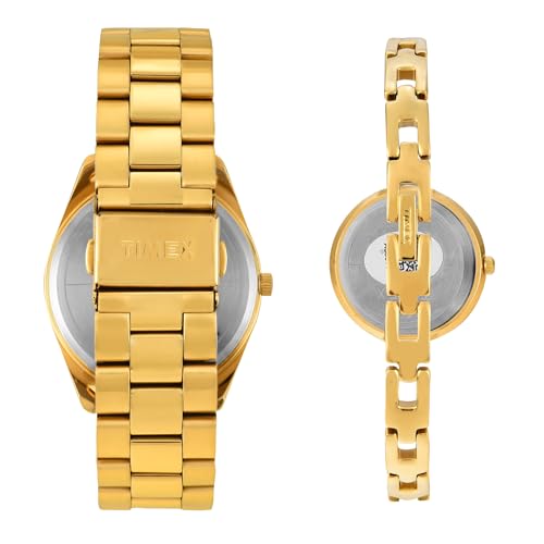 TIMEX Stainless Steel Unisex Pairs Beige Round Analog Dial Watch- Tw00Pr307 - Image 6
