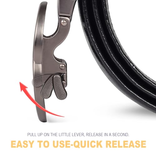 Image of Aurolran Men&Womens Leather Dress Belt Business Automatic Buckle Belt Color-Black Silver Gold
