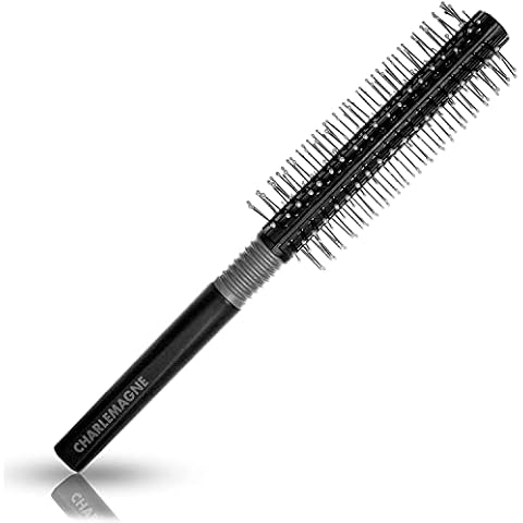 Charlemagne Round Styling Brush - Round Hair Brush Men - Mens Hair Brush Developed by Barbers - Barrel Brush / Blow dry hair brush for styling - Quiff Roller Brush Cover
