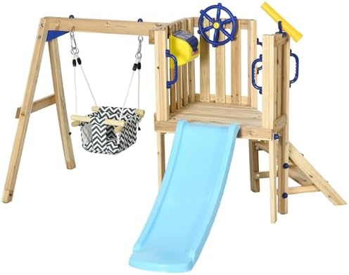 Backyard Play Set with Swing, Slide, and Fort