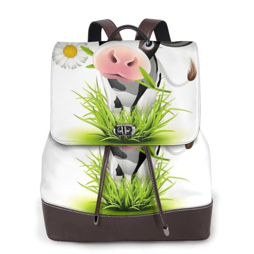 Sac à dos voyage motif vache en cuir noir parfait pour vos randonnées et le campus