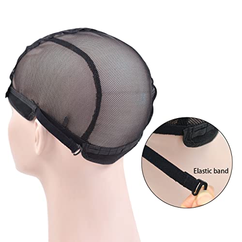 3 Pcs Black Lace Wig Caps for Wig Making Wigs Hair Net for Women with Adjustable Straps to Hold Wigs in Place (Black M) - Image 4