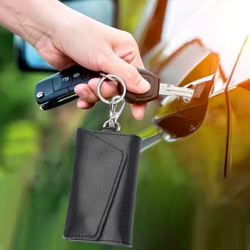 Leather Key Case Wallet, Keychain Key Holder with 6 Hanging Buckle Hooks Snap Unisex Coin Pouch Card Holder4