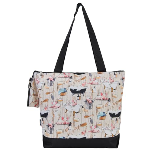 Image of NGIL Medium Top Zipper Closure Canvas Tote Bag with Attached Matching Coin Purse For Moms and Nurses