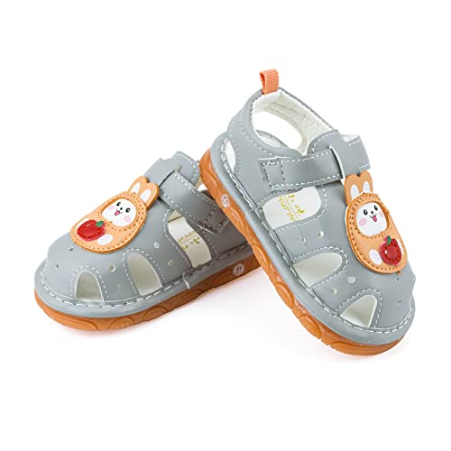Image of SOFMUO Baby Boys Girls Squeaky Sandals Non-Slip Soft Rubber Sole Closed Toe Infant Summer Outdoor Shoes Toddler First Walkers