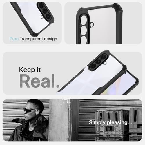 Image of Pikkme Crystal Clear Transparent Back Cover | Ultra Hyrbid | Full Camera Protection | Raised Edge | Bumper Case for Samsung Galaxy A26 5G (Black)