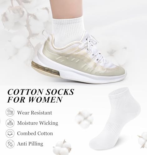 YSense 10 Pairs Quarter Socks Women Cotton Athletic Running Ankle Crew Socks with Arch Support4