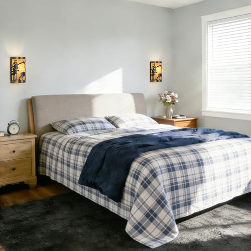 Image of Rustic Wall Sconces Deer Metal Lamp, Black and Gold Farmhouse Wall Light Fixture with Shade, E26 Base Vintage Industrial Lighting for Bedroom, Living Room, or Lodge Cabin (Bulb not Included)