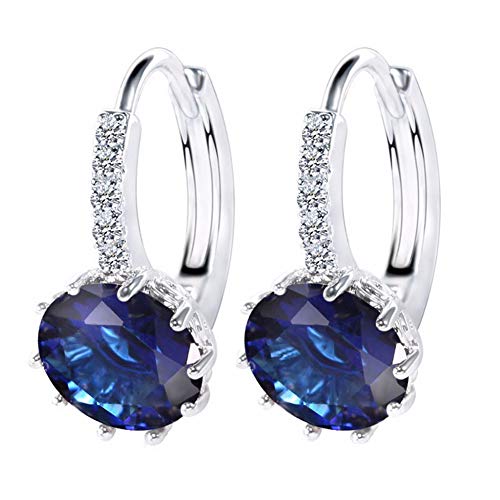 Preisvergleich Produktbild 1 Paar Strass Zirkonia Creolen Damen Ohrringe Ohrhänger Ohrschmuck (Blau)
