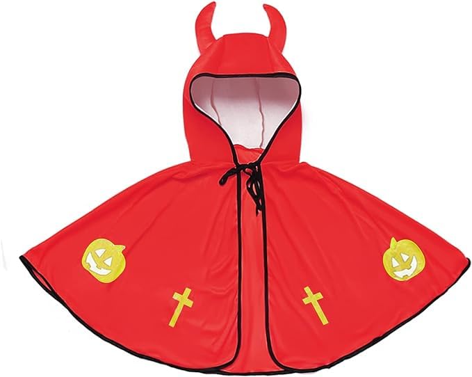 PartyToko Devil Halloween Costume Cape Vampire Devil Witch Cosplay Hooded Cloak Horn Devil Hoodie Red Cape Costume for Girls Boys 1-5 Years- 1pc (B0CHYRJQD9) Amazon Price History, Amazon Price Tracker