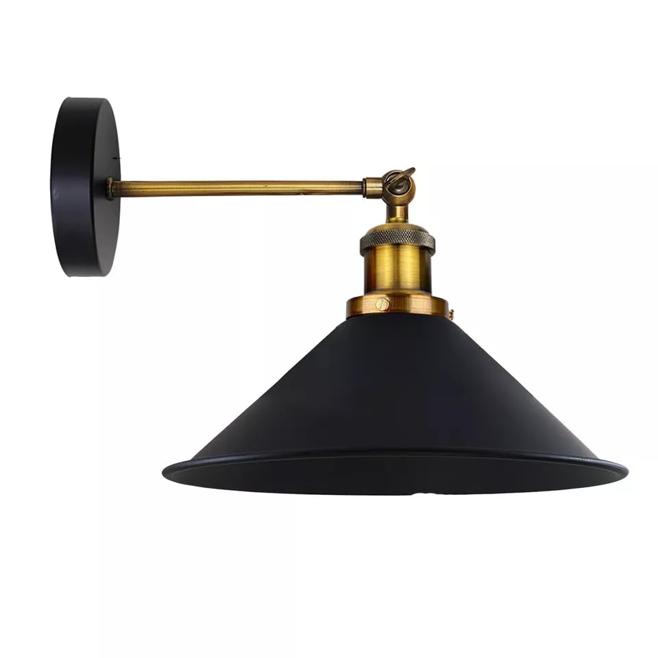 Vintage Industrial Wall Sconce, Adjustable Black Metal Wall Lamp with Edison Bulb, Perfect for Farmhouse, Bedroom, Living Room,Bathroom Lighting, Modern Rustic Home Decor (Style 2 - 1 Pack + Bulb)