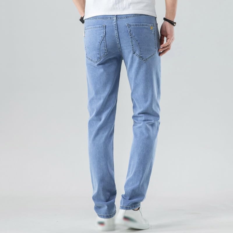 Retro Business Men Slim Straight Leg Jeans Cotton Stretch Pants4