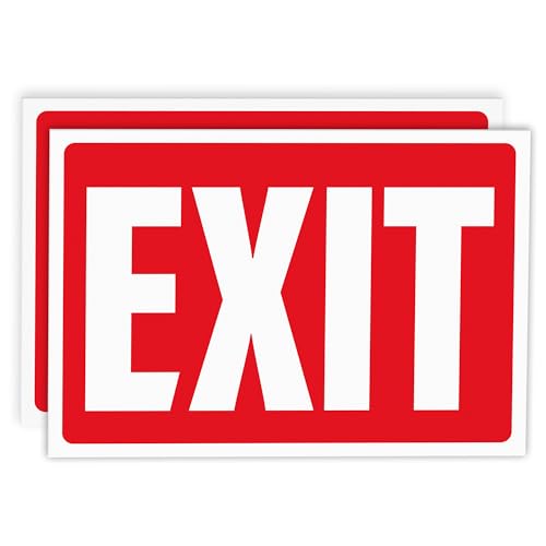 Exit Signs 2 Pack 10x7 Inch Premium Self-Adhesive Vinyl Laminated for Ultimate UV Weather Scratch Water and Fade Resistance