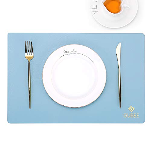 Gubee Manteles individuales, manteles individuales y posavasos de piel sintética, juego de 2, alfombrillas de café lavables antideslizantes, resistentes al calor para mesa de comedor