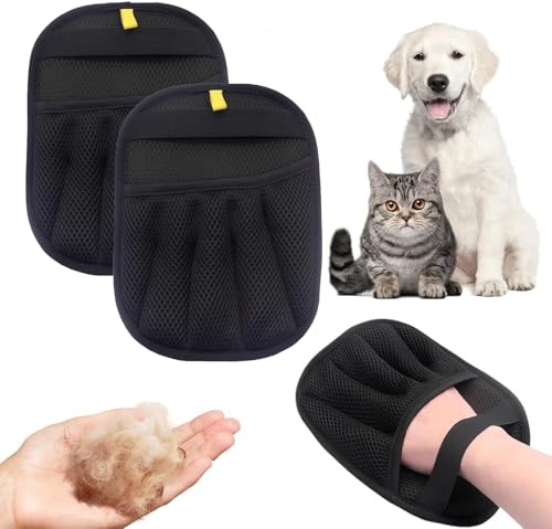 STOAT®Guanti Elettrostatici Rimuovi-Peli per Cani & Gatti 2025 - Toelettatura e Rimozione da Divano, Tappeto, Sedile Auto, Vestiti, Letto (2 Guanti per rimozione peli per Animali)