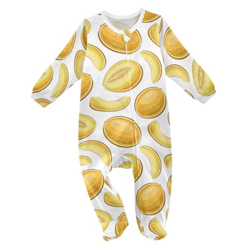 Dussdil Yellow Melon Baby One-Piece Footies Newborn Rompers Pajamas Cotton Footed Pjs for Sleep Play Boys Girls 3M