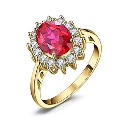 H-Yellow Gold Plated-Created Ruby