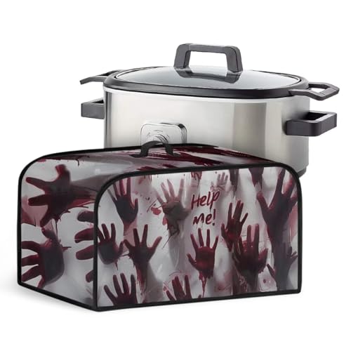 Drnuikhe Help Me Pattern Crock Pot Cover Dust Cover Slow Cooker Cover for Crock-Pot 6-8 Qt Washable Appliance Cover Oval Slow Cooker Cover Dustproof Kitchen Decor Assecories Protective Covers