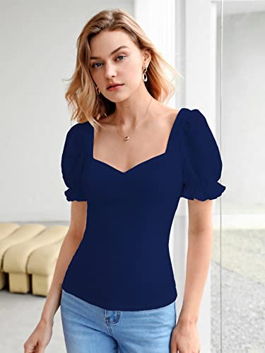 Image of Shasmi Women's & Girls' Solid Sweet Heart Neck Slim Fit Simplicity Tops (TOP 50)