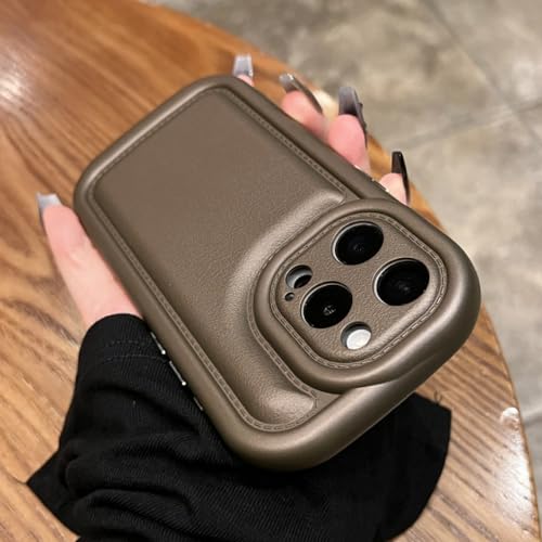 Coque silicone souple iPhone 15 Pro Max étui antichoc marron mat