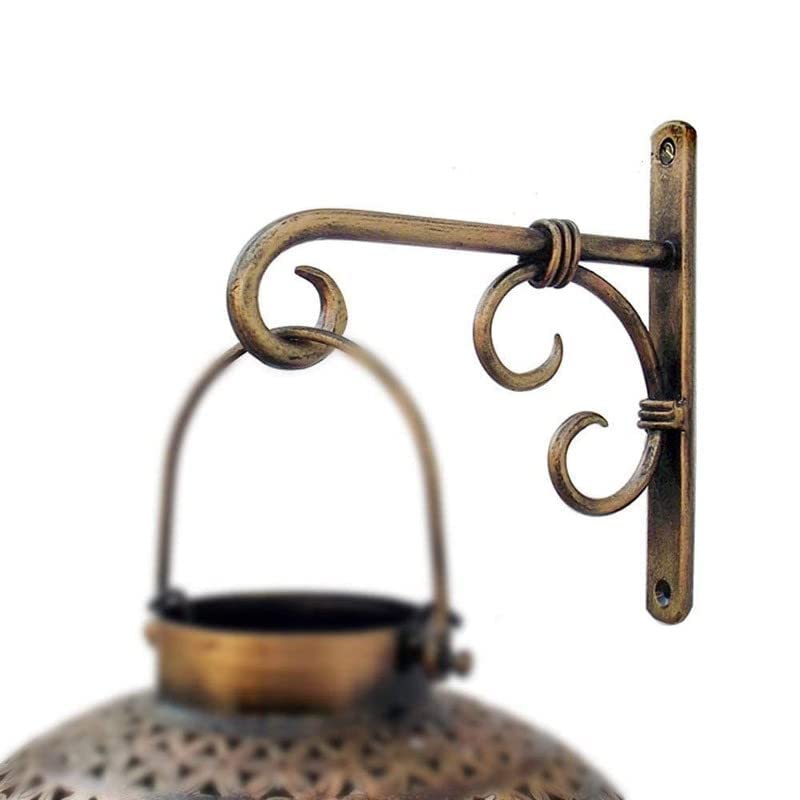 Metal Plant Hanger Wall Hanging Plant Hook for Bird Feeders Planters Lanterns Wind Chimes Hanging Baskets Ornaments Lights Indoor Outdoor Balcony (Deluxe Pack-1) - Gold