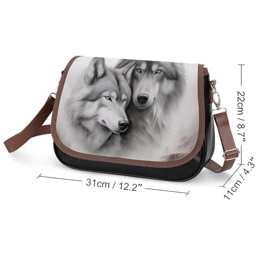 Wolf Mountain Crossbody Shoulder Messenger Women Bag Pu Leather Office Work Business for Handbag Crossbody Bag2