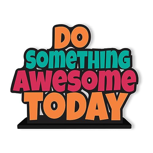 Artvibes Wooden Idols&Figurine Do Something Awesome Today Positive Quotes Table Decor for Office Desk Alphabet Showpiece|Home Decoration|Living Room|Modern Gifting|Home Decor Item (Sp_1173)