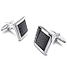 KONOV 2pcs Rhodium Plated Men's Classic Square Carbon Fiber Shirts Cufflinks, Wedding, Black, 1 Pair