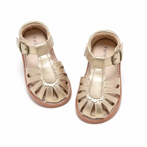 Image of Felix & Flora Toddler Girls Sandals Soft Rubber Princess Flat Shoes Flower Girl Shoes